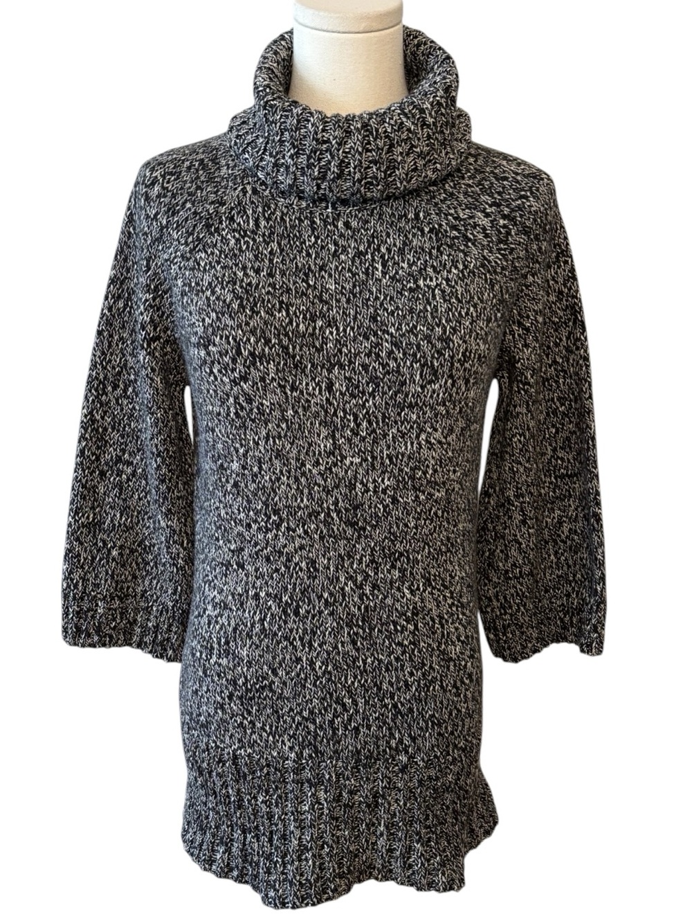 WHBM Black & White Heathered Cowl Neck Sweater Size Medium